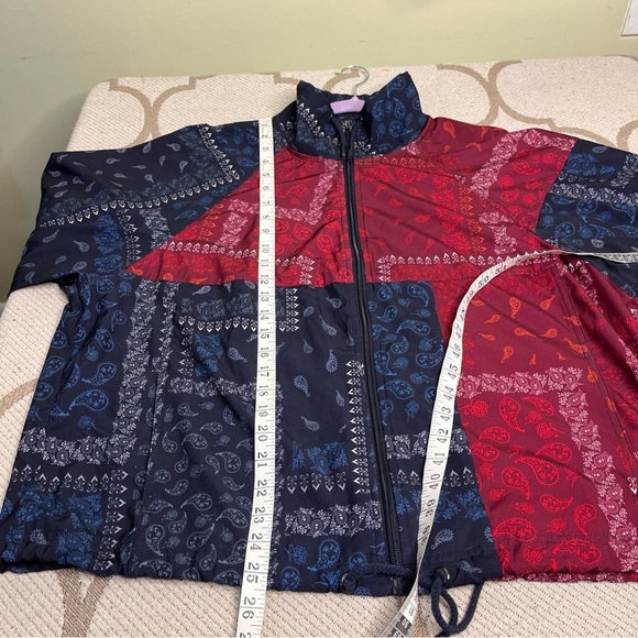Joy Lab Red and Blue Paisley Lightweight Windbreaker jacket Size Extra large - Picture 6 of 12
